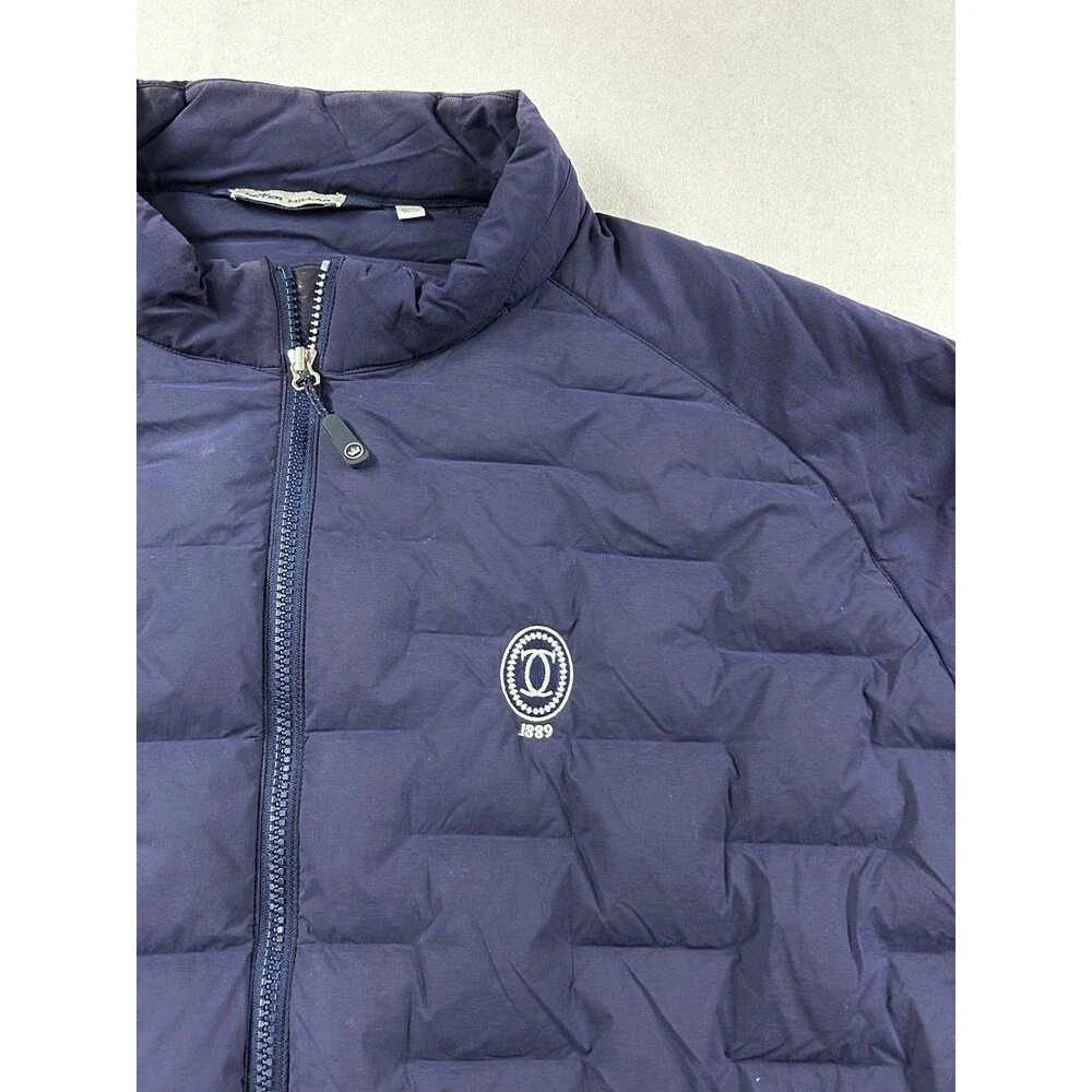 Peter Millar Mens Navy Insulated Front Full Zip Jacket Golf Puffer Jacket